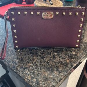 Michael Kors Burgundy Studded Wristlet